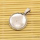 Antique Silver Tibetan Style Pendant Cabochon Settings and Flat Round Transparent Clear Glass Cabochons US-TIBE-X0004-FF-2