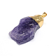 Plated  Natural Crystal Pendants with Golden Tone Brass Findings US-G-R275-19-2