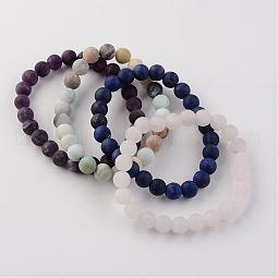 Natural Gemstone Beads Stretch Bracelets US-BJEW-JB02445