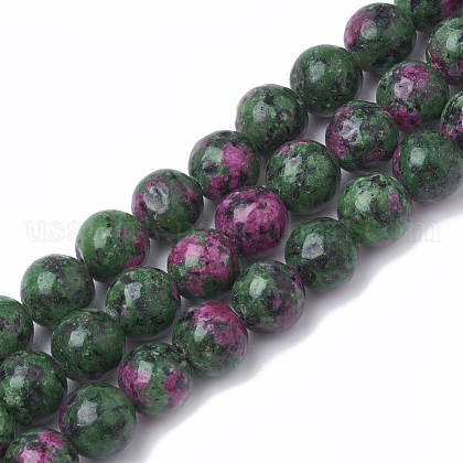 Synthetic Ruby in Zoisite Beads Strands US-G-S281-52-8mm-1