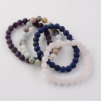 Natural Gemstone Beads Stretch Bracelets US-BJEW-JB02445-1