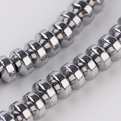 Rondelle Electroplate Non-magnetic Synthetic Hematite Beads Strands US-G-L436-01B-1