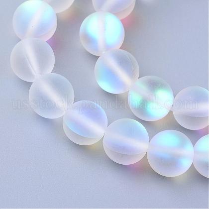 Synthetic Moonstone Beads Strands US-G-R375-10mm-A13-1
