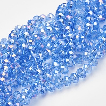 Electroplate Glass Beads Strands US-EGLA-D020-8x5mm-61-1