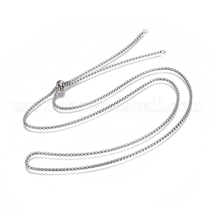 Adjustable 304 Stainless Steel Slider Necklaces US-NJEW-L156-002A-P-1