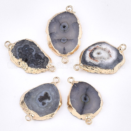 Electroplate Natural Druzy Agate Links connectors US-G-T112-07A-1