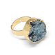 Plated Natural Druzy Agate Rings with Brass Findings US-RJEW-R124-03-2
