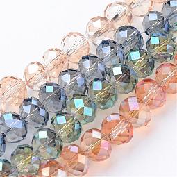 Electroplate Glass Beads Strands US-EGLA-D020-10x8mm-M2