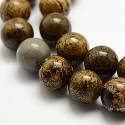 Natural Dendritic Jasper Beads Strands US-G-E382-07-8mm
