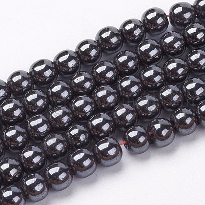 Non-Magnetic Synthetic Hematite Beads Strands US-G-H1624-6mm-1-1