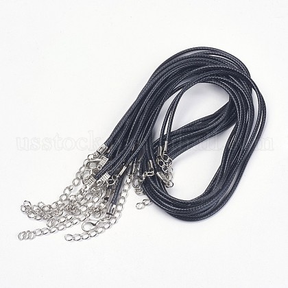 Black Imitation Leather Cord Necklace Making US-X-PJN472Y-1
