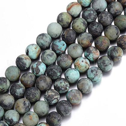 Frosted Natural African Turquoise(Jasper) Round Beads Strands US-G-D746-6mm-1