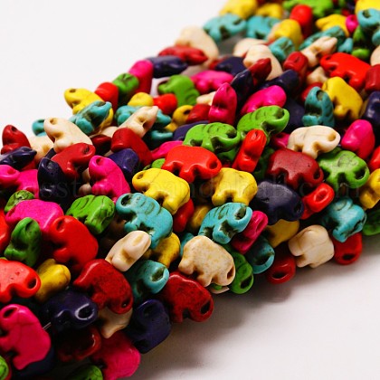 Elephant Synthetic Turquoise Beads Strands US-TURQ-I010-36-1