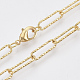 Brass Textured Paperclip Chain Necklace Making US-MAK-S072-02A-G-1