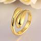 Real 18K Gold Plated Adjustable Brass Finger Rings for Women US-RJEW-BB07574-A-3