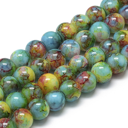 Baking Painted Glass Beads Strands US-DGLA-S115-8mm-S36-1