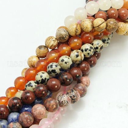 Natural & Synthetic Mixed Stone Beads Strands US-G-G151-12mm-M1-1