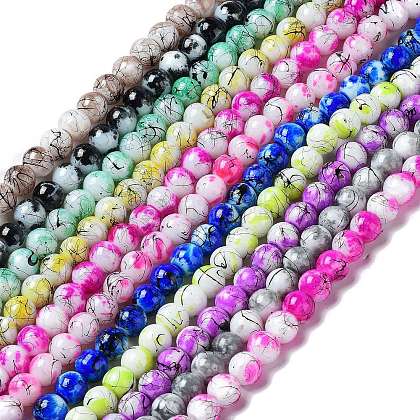 Drawbench & Baking Painted Glass Beads Strands US-GLAA-S176-M-1