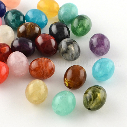 Oval Imitation Gemstone Acrylic Beads US-OACR-R038-M-1
