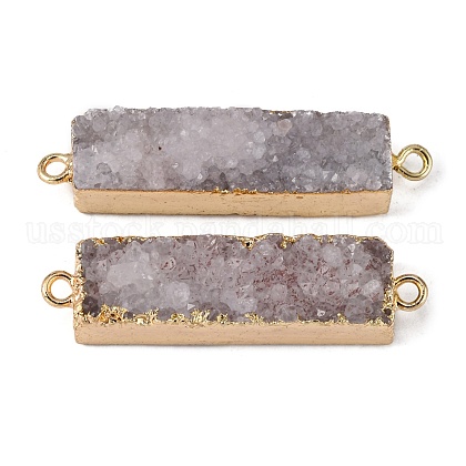 Electroplated Natural Druzy Agate Links/Connectors US-G-G656-02F-1