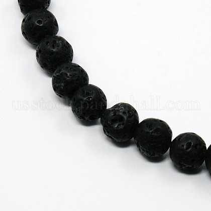 Synthetic Lava Rock Round Bead Strands US-G-N0042-8mm-01-1