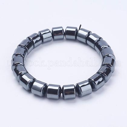 Non-Magnetic Synthetic Hematite Stretch Bracelets US-BJEW-K157-01-1