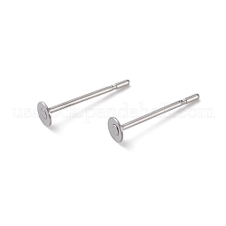 316 Surgical Stainless Steel Flat Round Blank Peg Stud Earring Settings US-STAS-R073-04