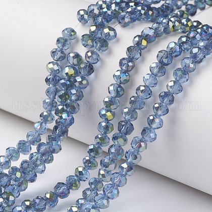 Electroplate Transparent Glass Beads Strands US-EGLA-A034-T6mm-S09-1