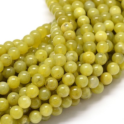 Natural Olive Jade Round Bead Strands US-G-P075-52-6mm-1