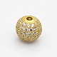 CZ Brass Micro Pave Grade AAA Clear Color Cubic Zirconia Round Beads US-KK-O065-8mm-05G-NR-1