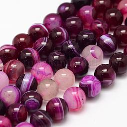 Natural Striped Agate/Banded Agate Bead Strands US-G-K155-A-8mm-02