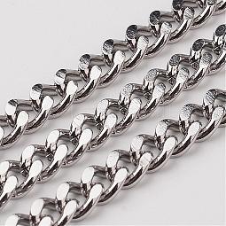304 Stainless Steel Cuban Link Chains US-CHS-K001-19-5mm