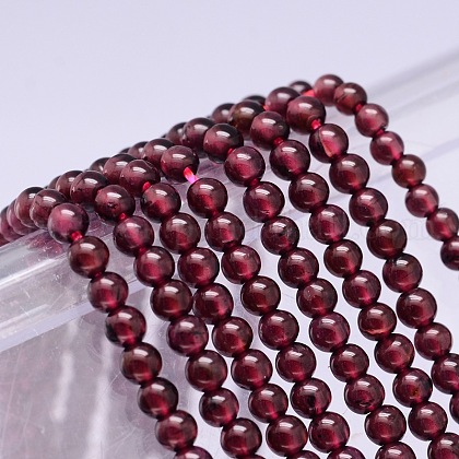 Mozambique Import Natural Grade A Garnet Round Beads Strands US-G-E300-A-4mm-1