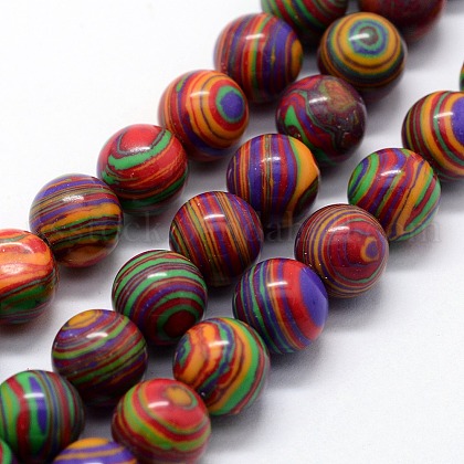 Synthetic Malachite Beads Strands US-G-I199-32-8mm-C-1