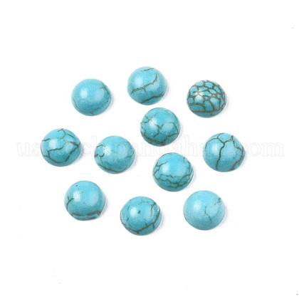 Craft Findings Dyed Synthetic Turquoise Gemstone Flat Back Dome Cabochons US-TURQ-S266-4mm-01-1