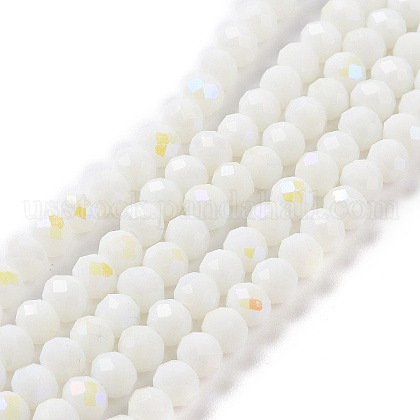 Electroplate Opaque Solid Color Glass Beads Strands US-EGLA-A034-P10mm-L17-1