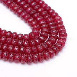 Faceted Rondelle Dyed Natural White Jade Bead Strands US-X-G-R343-6x8-07