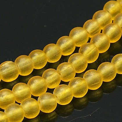 Frosted Glass Bead Strands US-GGB8MMY-DK24-1