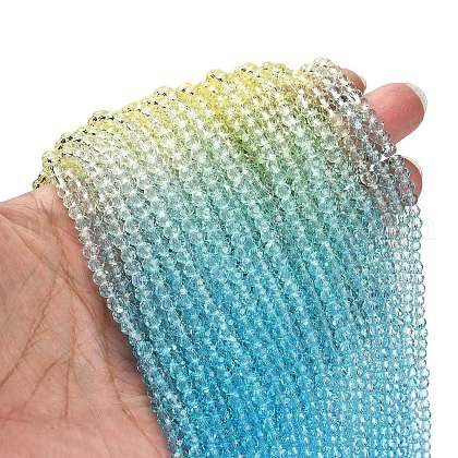 Transparent Painted Glass Beads Strands&nbsp;US-DGLA-A034-T4mm-A13-2