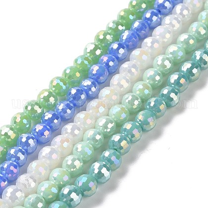 Electroplate Opaque Solid Color Glass Beads Strands US-GLAA-E036-10-M-1