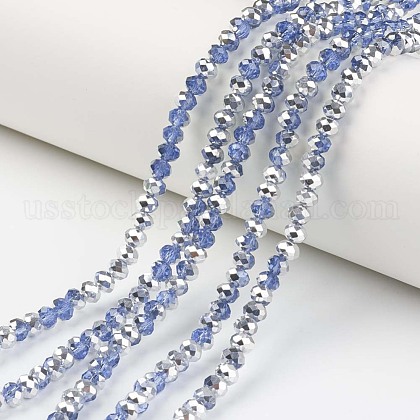Electroplate Transparent Glass Beads Strands US-EGLA-A034-T10mm-M03-1
