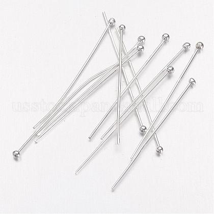 Silver Color Plated Brass Ball Head Pins US-X-KK-RP0.6x30mm-S-1