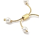Natural Shell Pearl Beaded Slider Bracelet with Brass Snake Chain US-BJEW-B066-01B-01-3