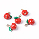 Silver Plated Alloy Enamel Red Apple Charms US-ENAM-D029-15-2