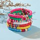 7Pcs Rainbow Polymer Clay Heishi Beads Stretch Bracelets Set US-BJEW-JB05882-3