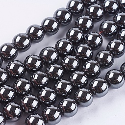 Non-Magnetic Synthetic Hematite Beads Strands US-G-H1624-10mm-1