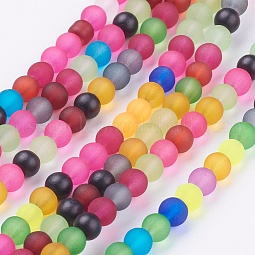 Frosted Glass Beads Strands US-FGLA-MSMC001-03