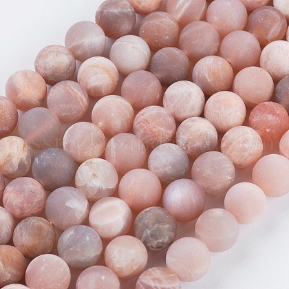 Frosted Round Natural Sunstone Bead Strands US-G-L357-8mm-06-1