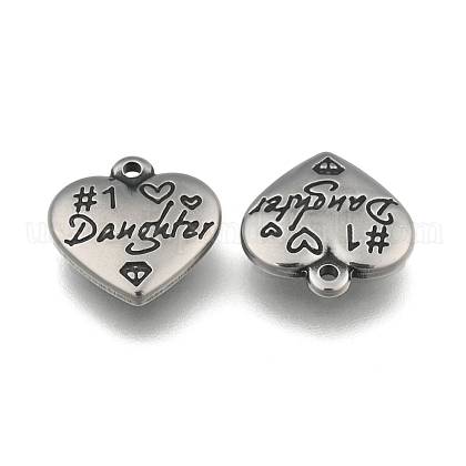 Heart with Word Daughter 316 Surgical Stainless Steel Pendants US-STAS-I061-140-1