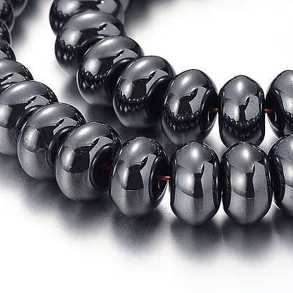 Pearlized Non-magnetic Synthetic Hematite Rondelle Beads Strands US-G-F230-02-1